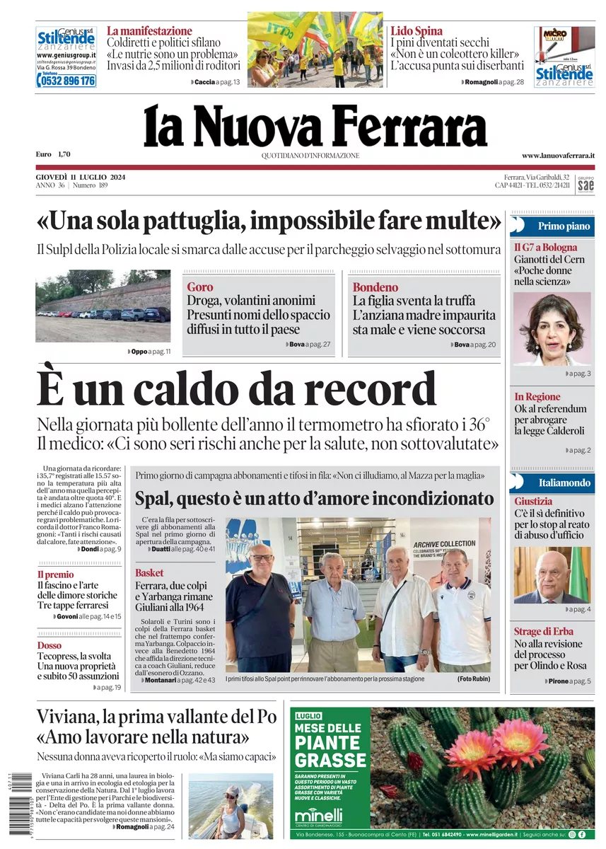 Prima-pagina-nuova ferrara-oggi-edizione-del-2024-07-11